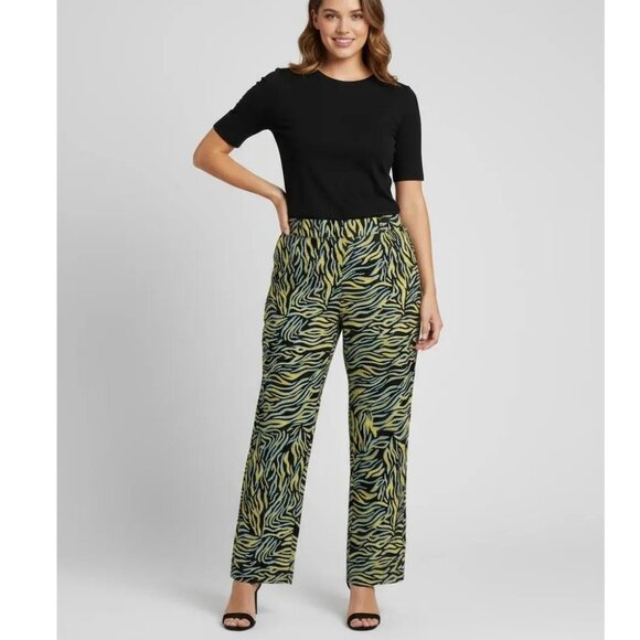 Be Proud Pants - Be Proud Women's Multicolor Animal Print Flat Front Straight Leg Pants Large NWT